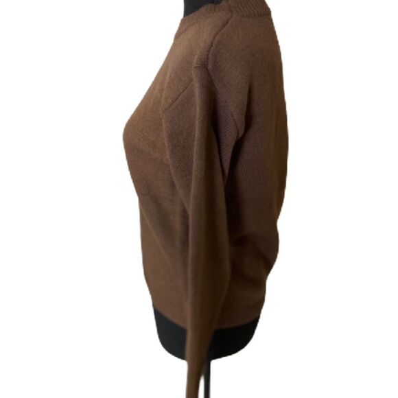 #320 BROWN Stretch Crew Neck Sweater - Picture 3 of 7